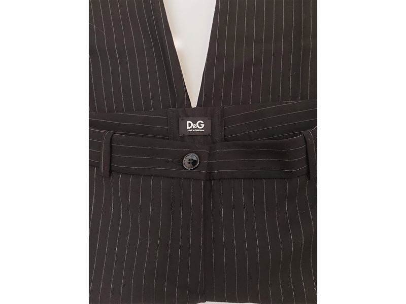 Dolce & Gabbana - Pantaloni Gessati in Lana Nera