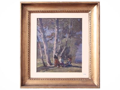 La conversazione, olio su cartone