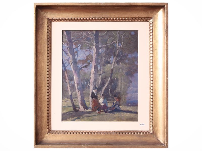 Ludovico Tommasi - La conversazione, olio su cartone