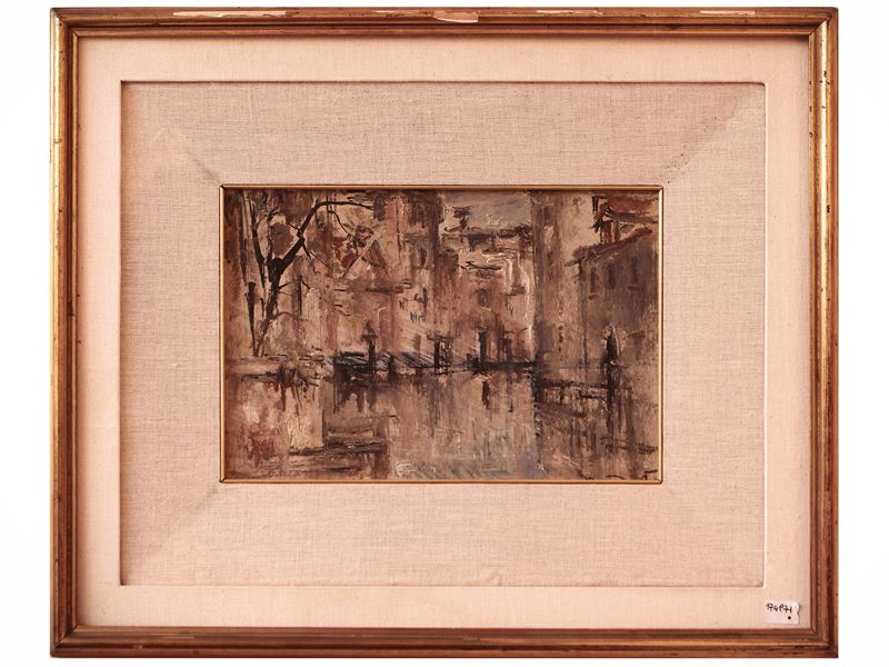 Bruno Martini - Venezia, olio su cartoncino