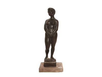 Nudo a braccia congiunte, scultura in bronzo