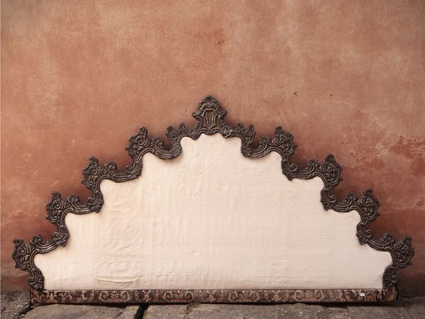 Testiera per letto matrimoniale con cornice in tole argentata