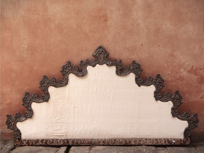 Testiera per Letto Matrimoniale con Cornice in Tole Argentata
