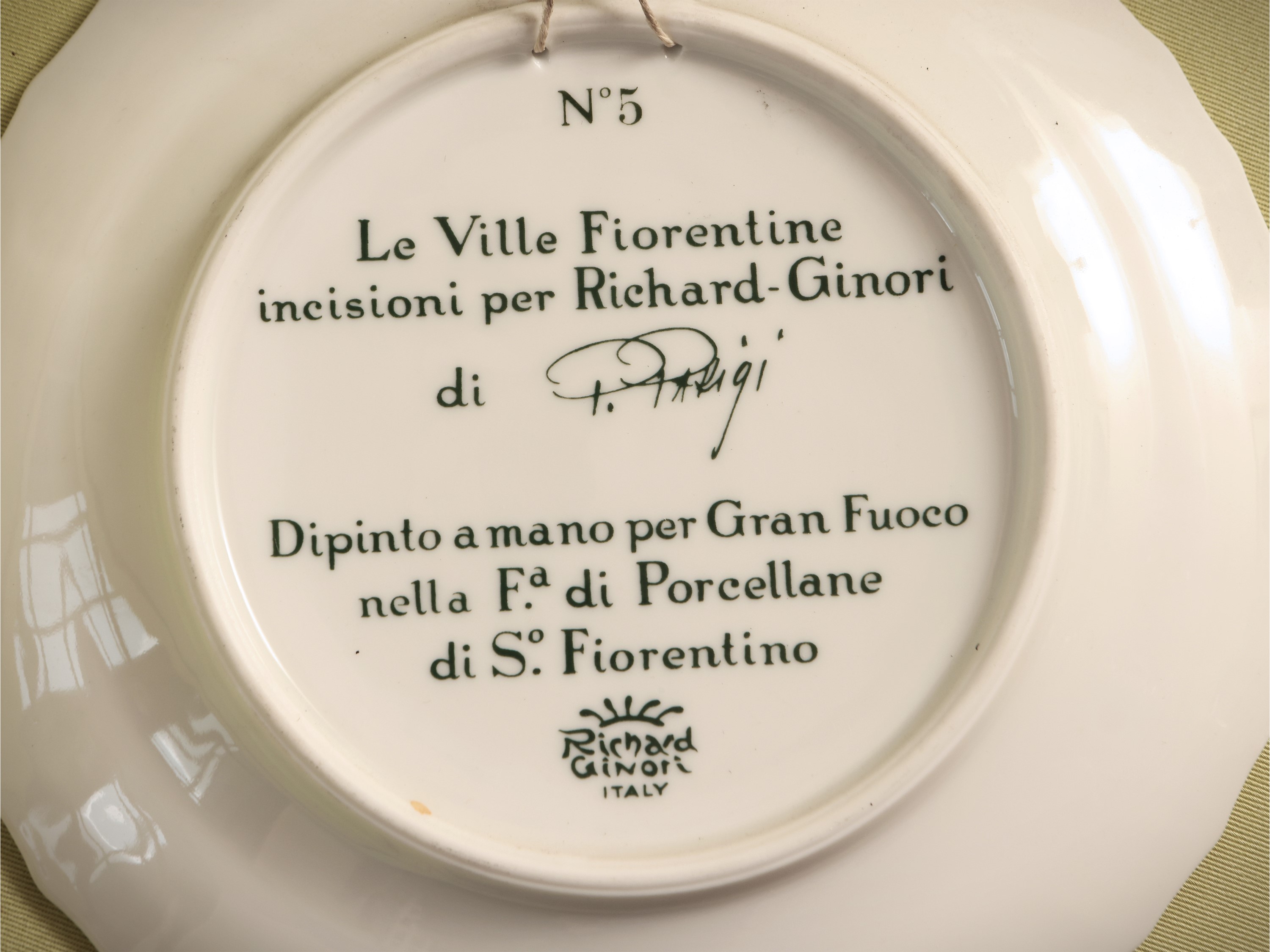 Serie di Sette Piattini in Porcellana, le Ville Fiorentine, Richard Ginori