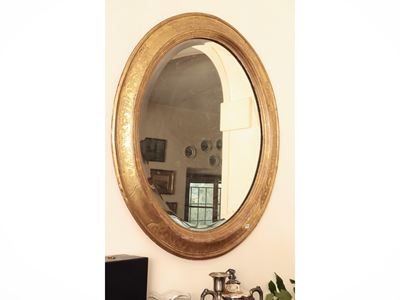 Specchiera con Cornice in Legno Grafita e Dorato