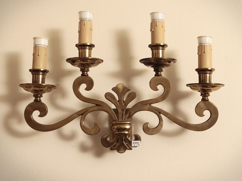 Serie di Tre Applique in Ottone