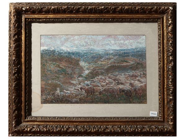 Augusto Burchi - Paesaggio con gregge