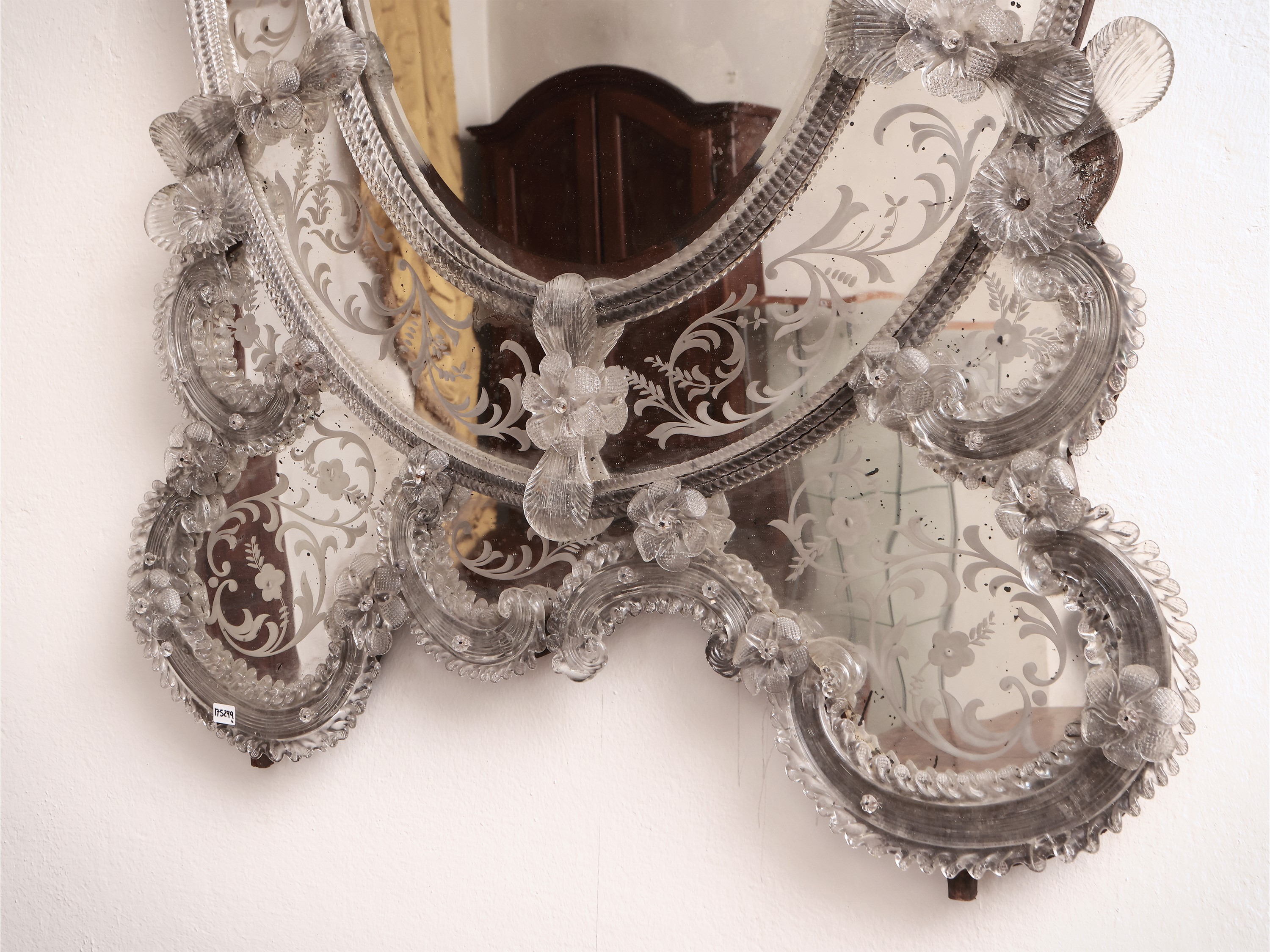 Grande Specchiera in Vetro Soffiato di Murano