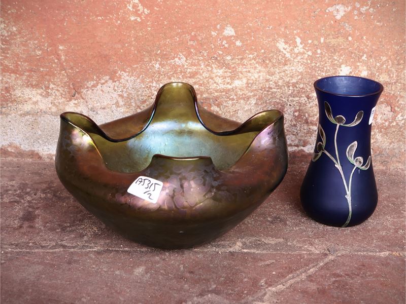 Vaso in Vetro Verde Iridescente