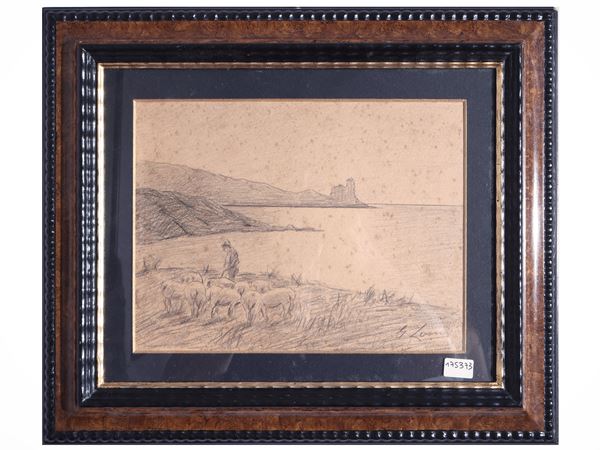 Giovanni Lomi - Paesaggio con pastore e gregge
