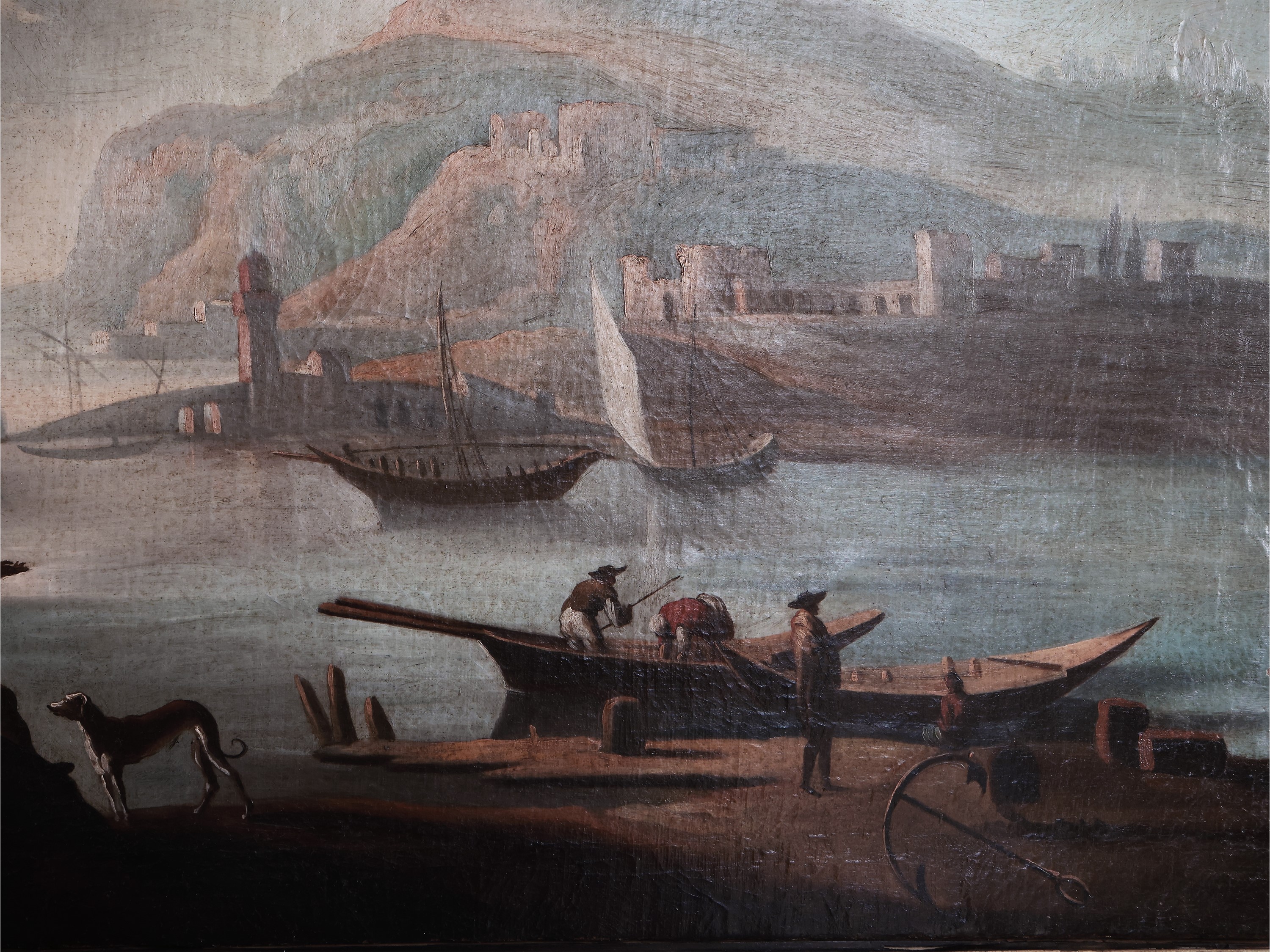 Scuola Francese della Fine del XVIII Secolo - Veduta di Porto con Personaggi