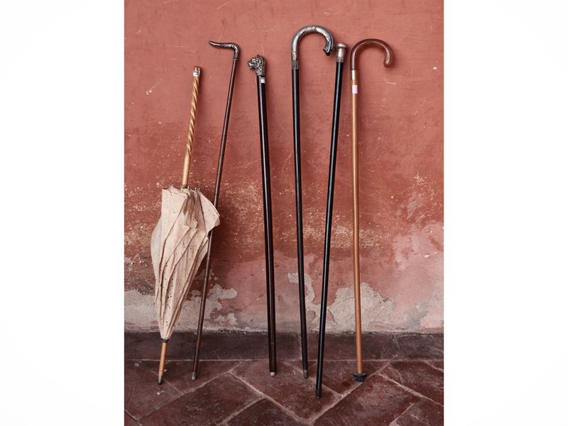 Collezione di Cinque Bastoni da Passeggio D'epoca