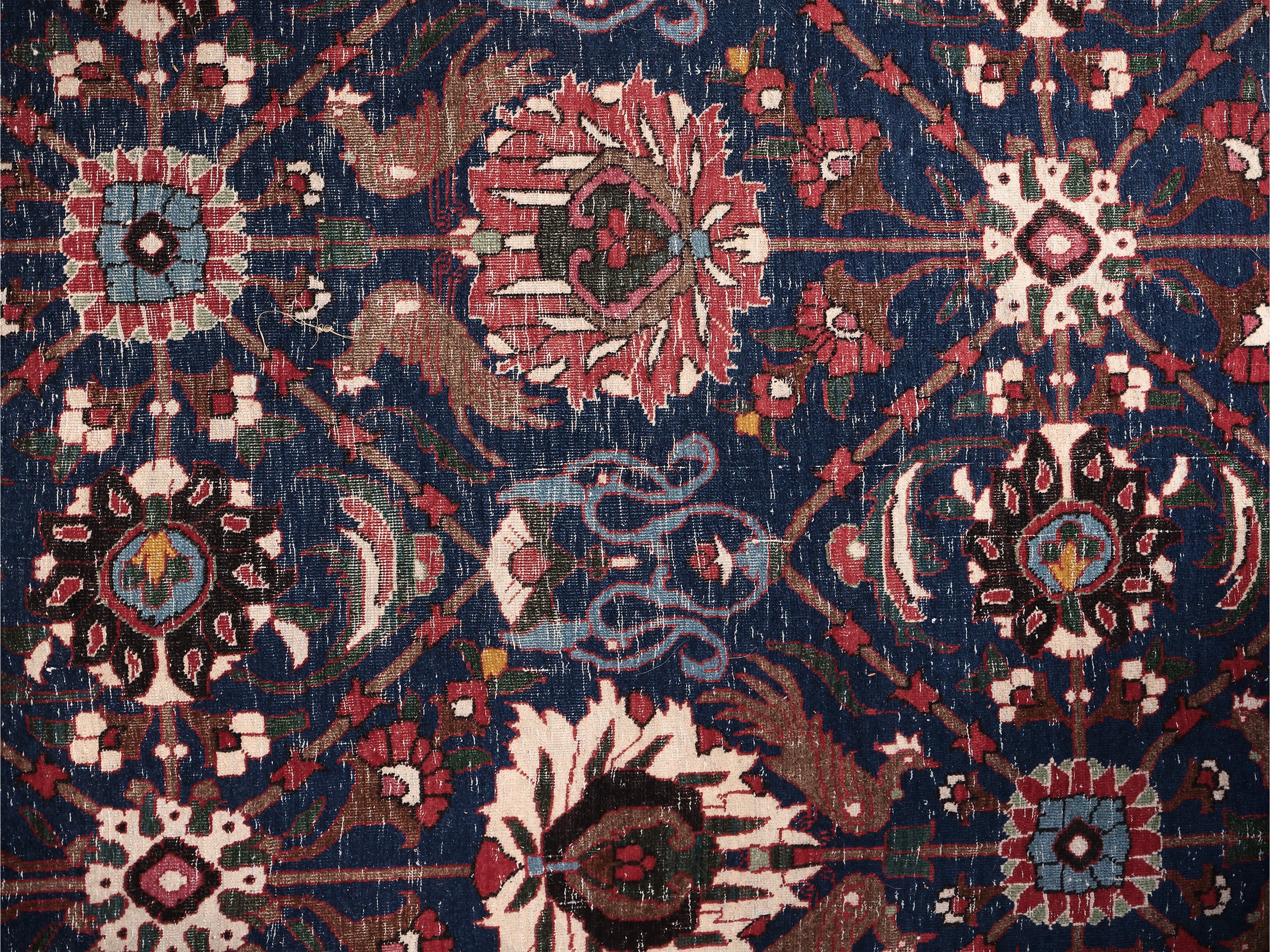 Grande tappeto persiano, cm 443x333, motivo floreale stilizzato