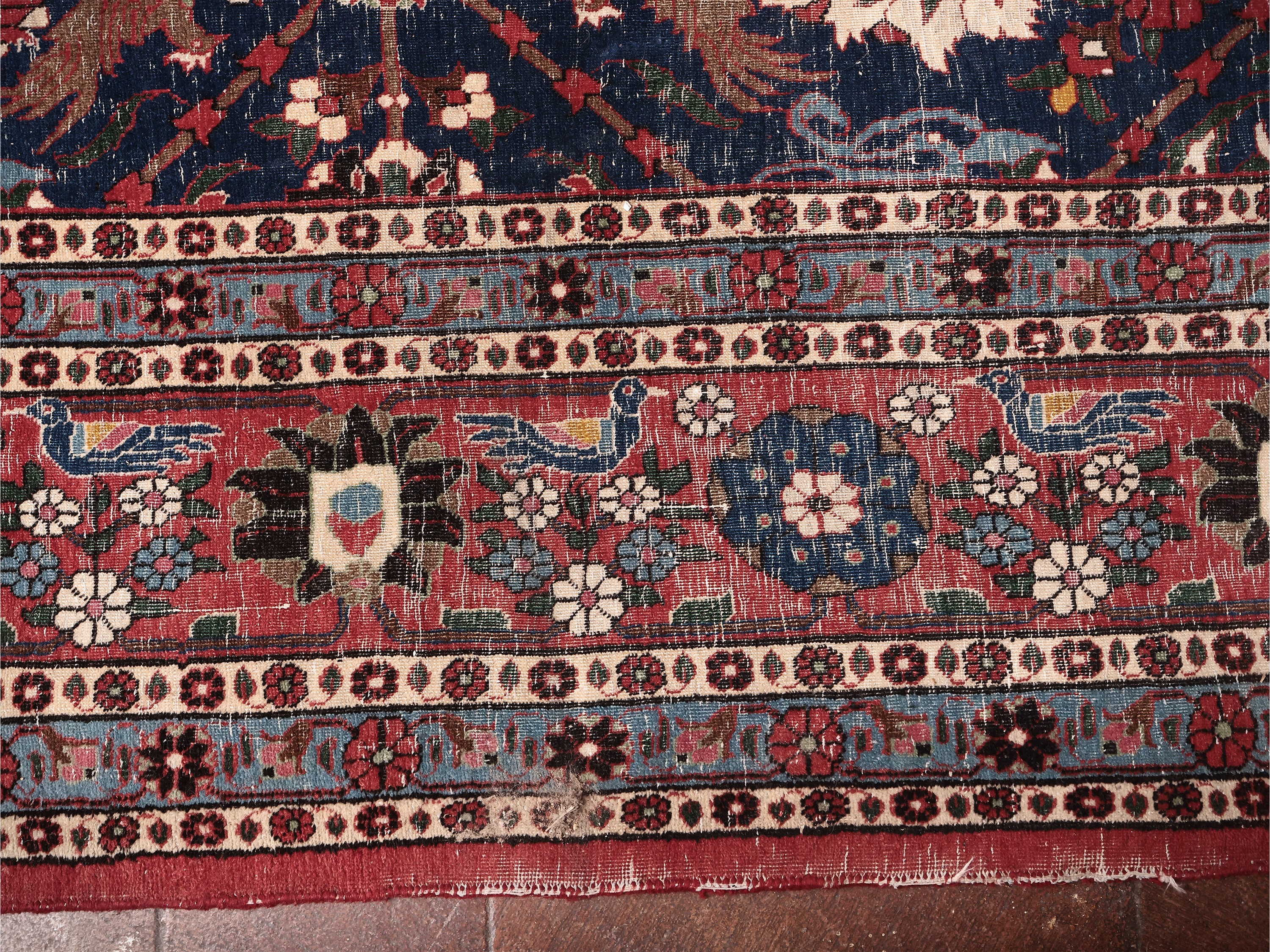 Grande tappeto persiano, cm 443x333, motivo floreale stilizzato