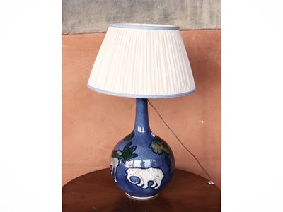 Coppia di Lumi da Tavolo in Ceramica Smaltata