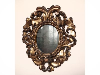 Piccola Specchiera con Cornice in Legno Dorato