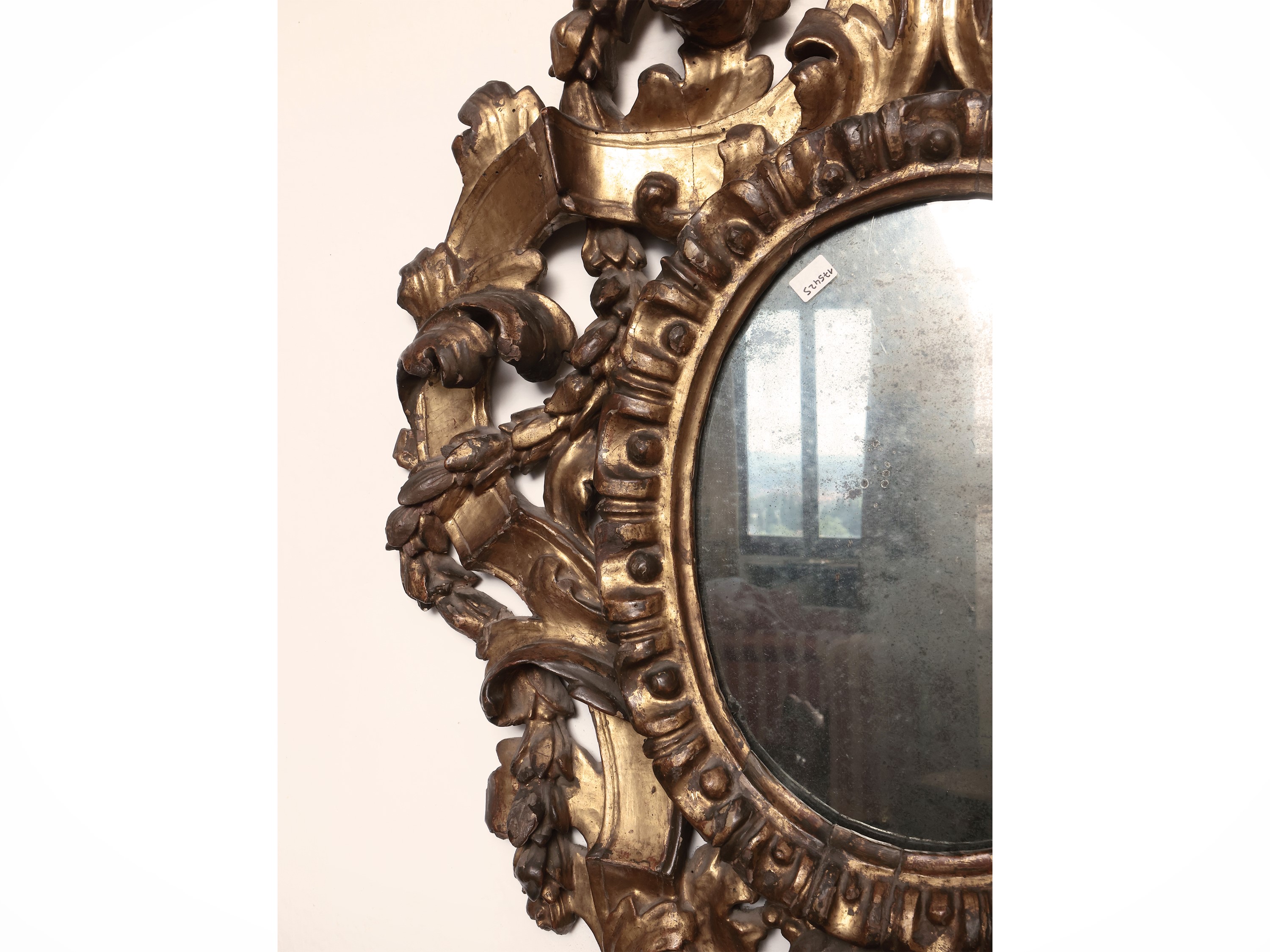 Piccola Specchiera con Cornice in Legno Dorato