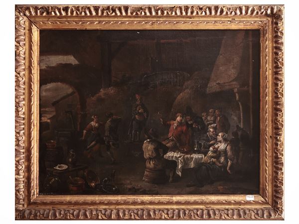 Scuola fiamminga del XVIII secolo - Scena di taverna
