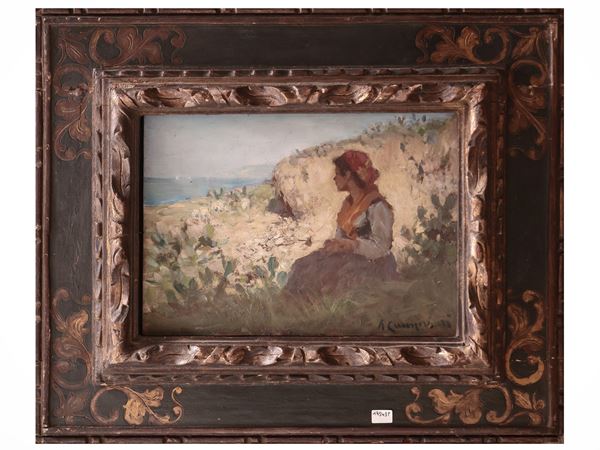 Alceste Campriani - Guardando il mare di Capri 1881