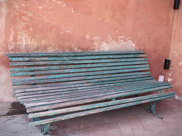 Panchina da giardino in legno laccato verde