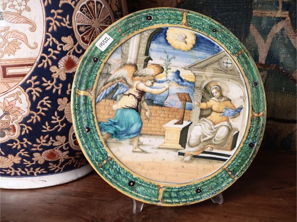 Tagliere in maiolica per servito da puerpera, Bottega Fontana