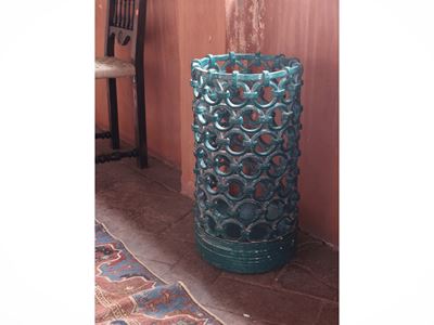 Alto Vaso Porta Bastoni in Terracotta Invetriata
