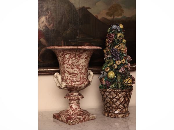 Vaso mediceo in terracotta invetriata