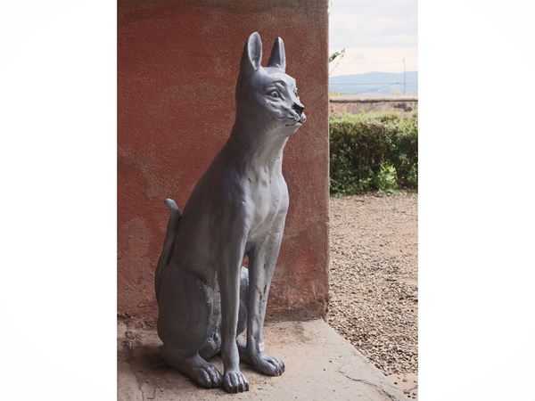 Gatto in terracotta invetriata