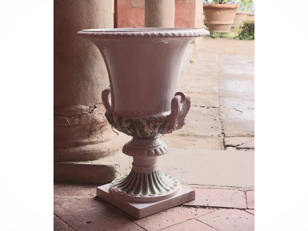 Vaso mediceo in terracotta invetriata