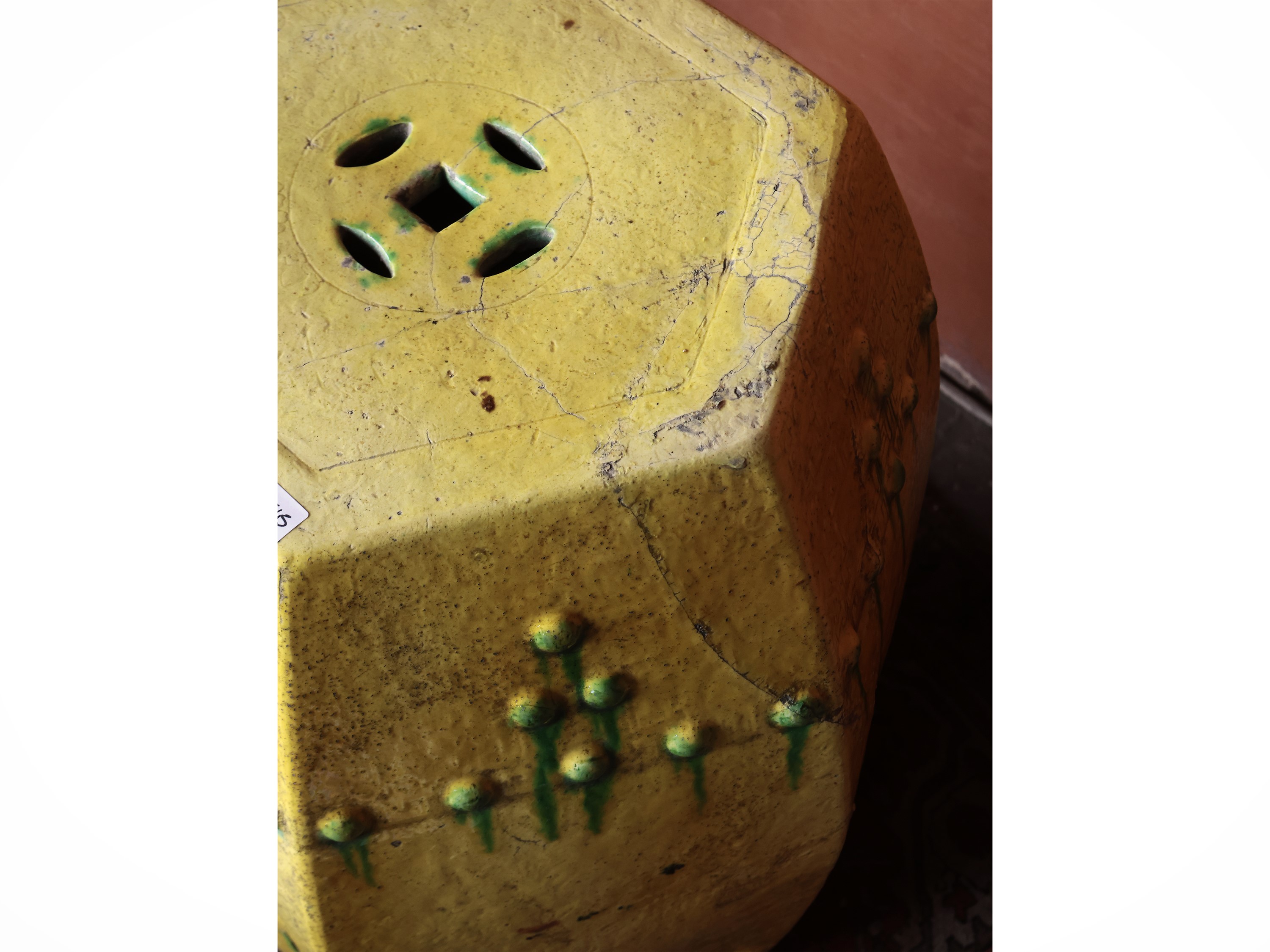 Sgabello a Tamburo in Terracotta Invetriata