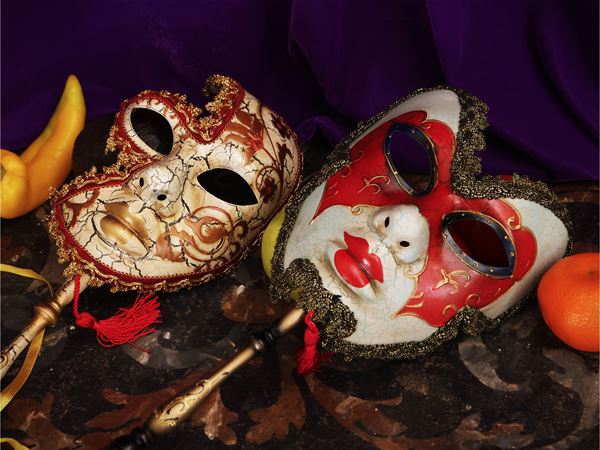 Two artisan Venetian masks
