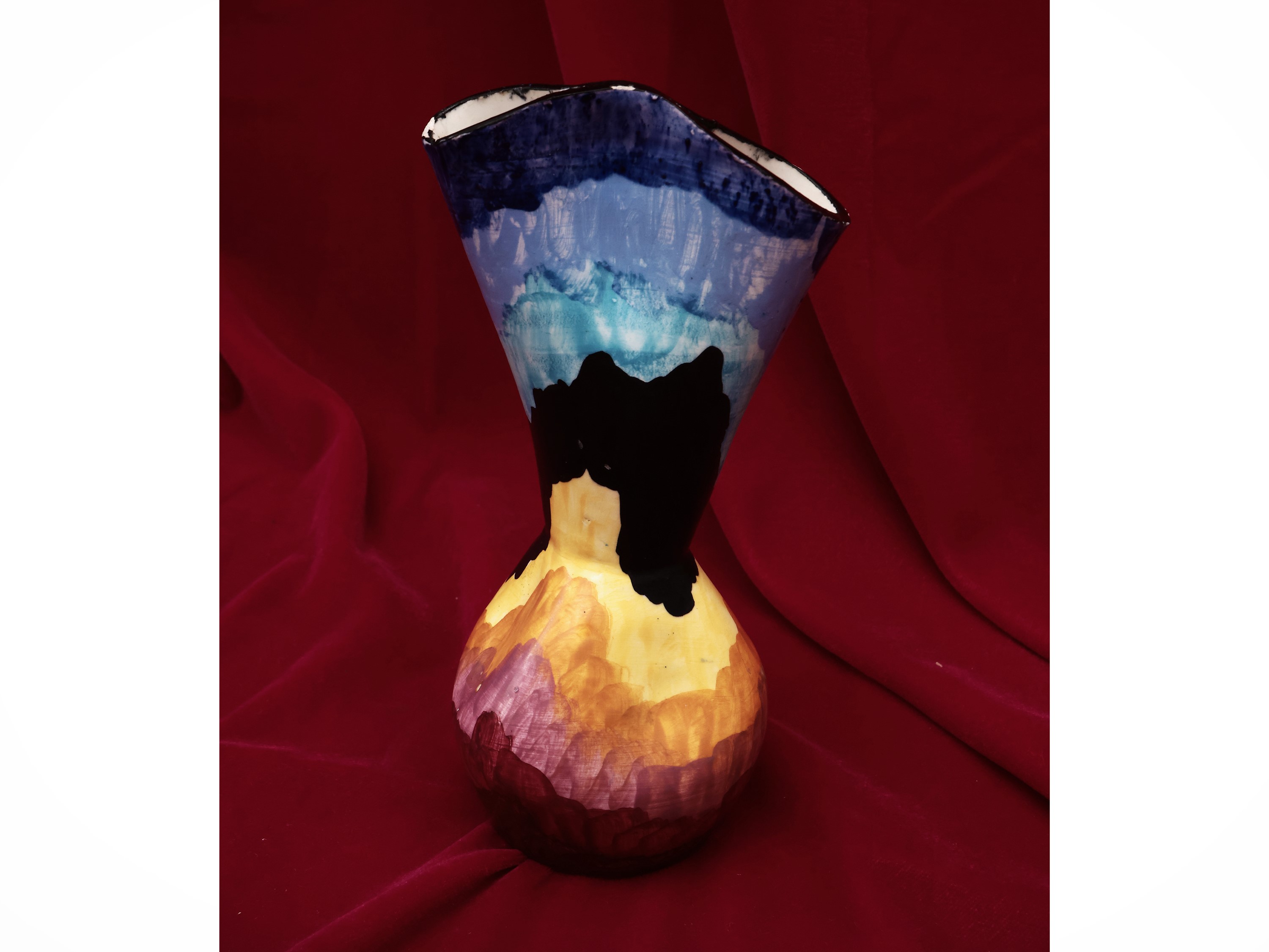 Piccolo Vaso Asimmetrico in Ceramica Smaltata, Ceramiche Titano San Marino