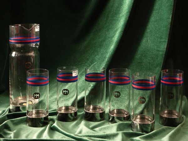 Series of six long drink glasses, Gucci