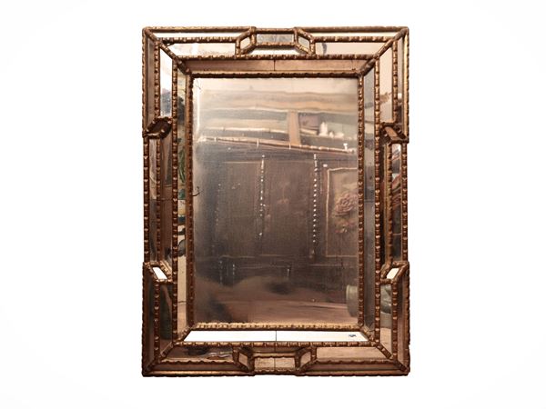 Mirror with carved and golden wooden frame  (XIX/XX century)  - Auction Dèballage. Deals at Auction - Maison Bibelot - Casa d'Aste Firenze - Milano
