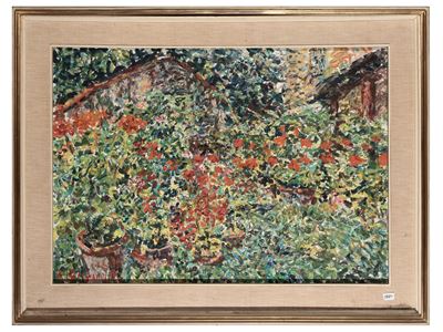 Pomeriggio nell'orto, olio su tela