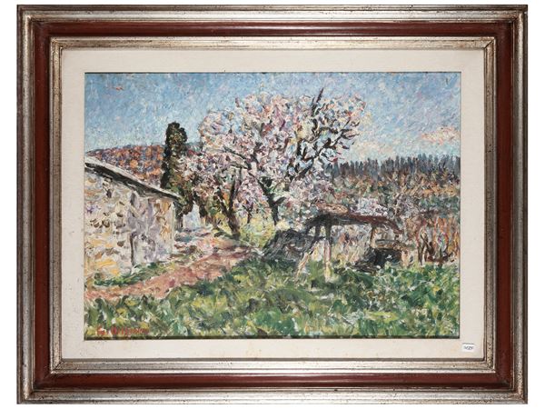 Guido Borgianni : Mandorlo in fiore  - Asta Arte Moderna e Contemporanea - Maison Bibelot - Casa d'Aste Firenze - Milano