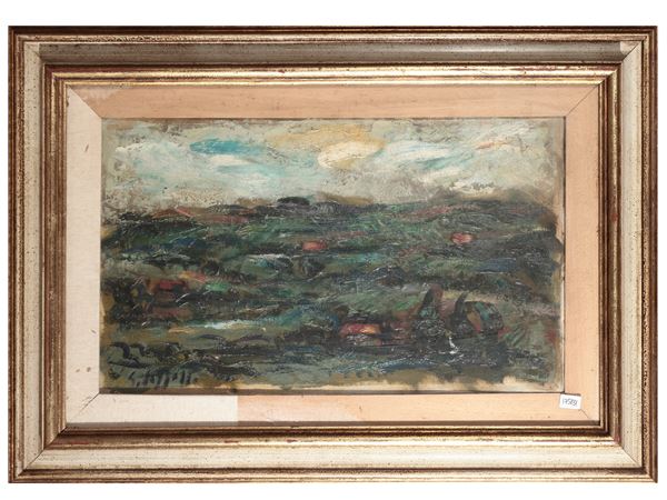 Emanuele Cappello : Paesaggio 1960  - Asta L'arte di arredare: occasioni in asta - Maison Bibelot - Casa d'Aste Firenze - Milano