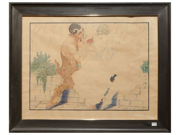 Satiro e figura femminile  (prima metà del XX secolo)  - Asta Arte Moderna e Contemporanea - Maison Bibelot - Casa d'Aste Firenze - Milano