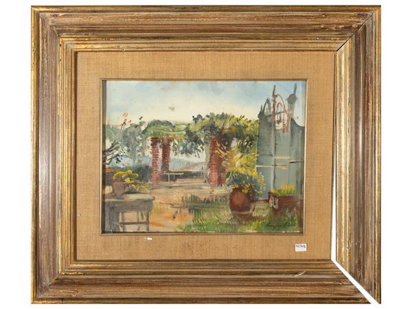 Romano Stefanelli : Scorcio di giardino  - Asta Arte Moderna e Contemporanea - Maison Bibelot - Casa d'Aste Firenze - Milano