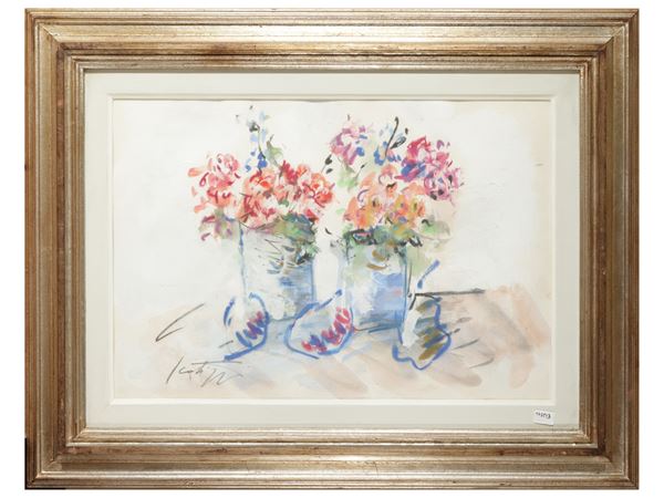 Sergio Scatizzi - Natura morta con vasi di fiori
