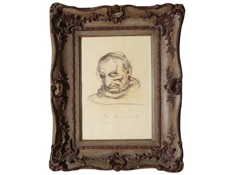 Pietro Annigoni - Ritratto di cardinale, tecnica mista su carta