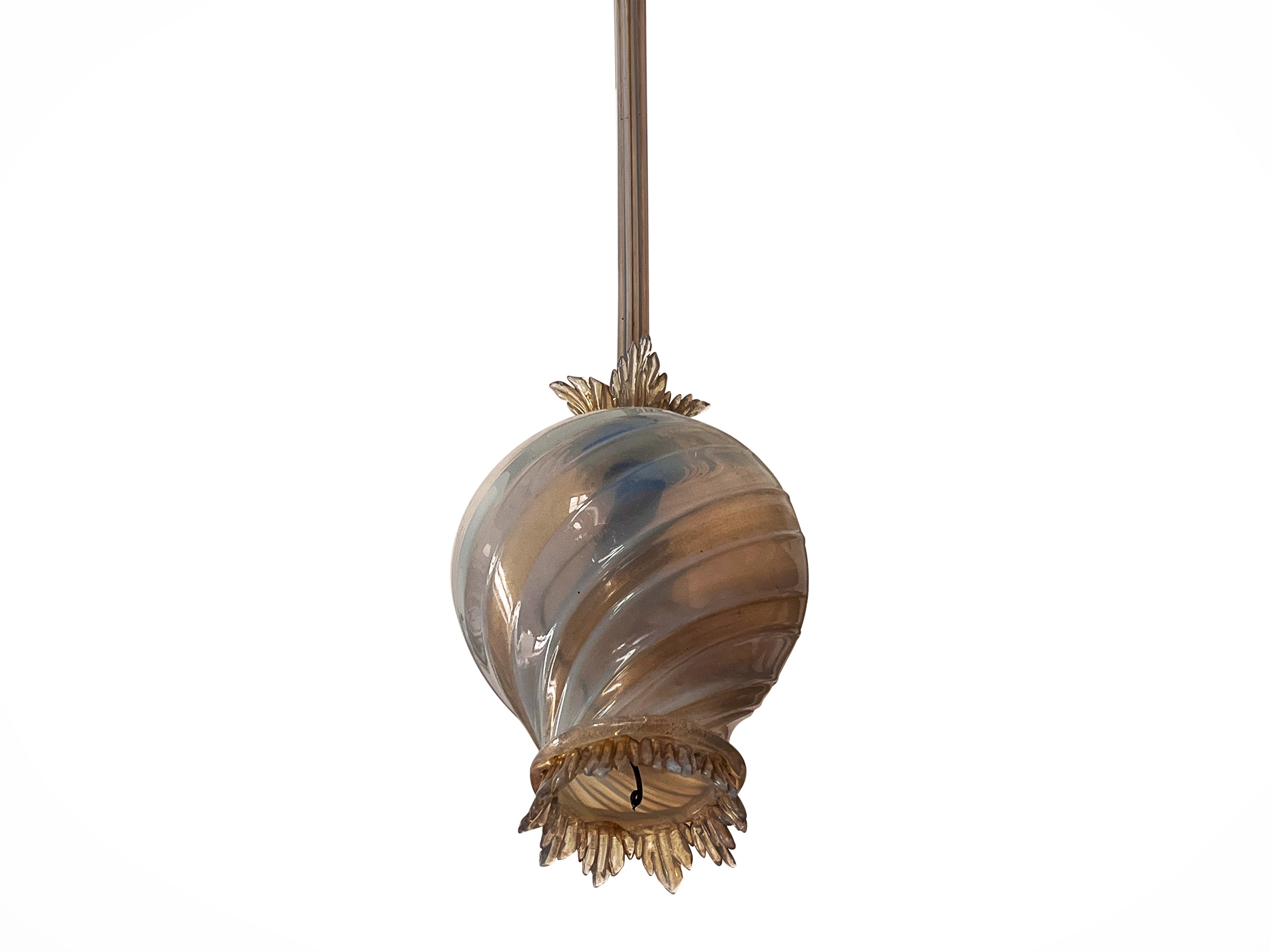 Lampadario a Lanterna in Vetro Soffiato di Murano