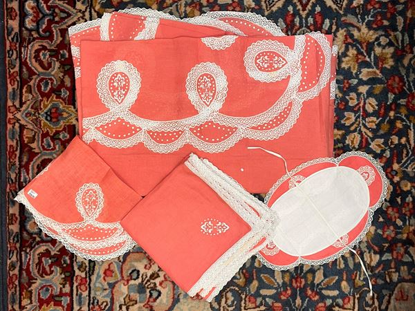 Pink fine linen tablecloth
