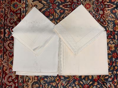 Due Lenzuola Matrimoniali in Lino Bianco