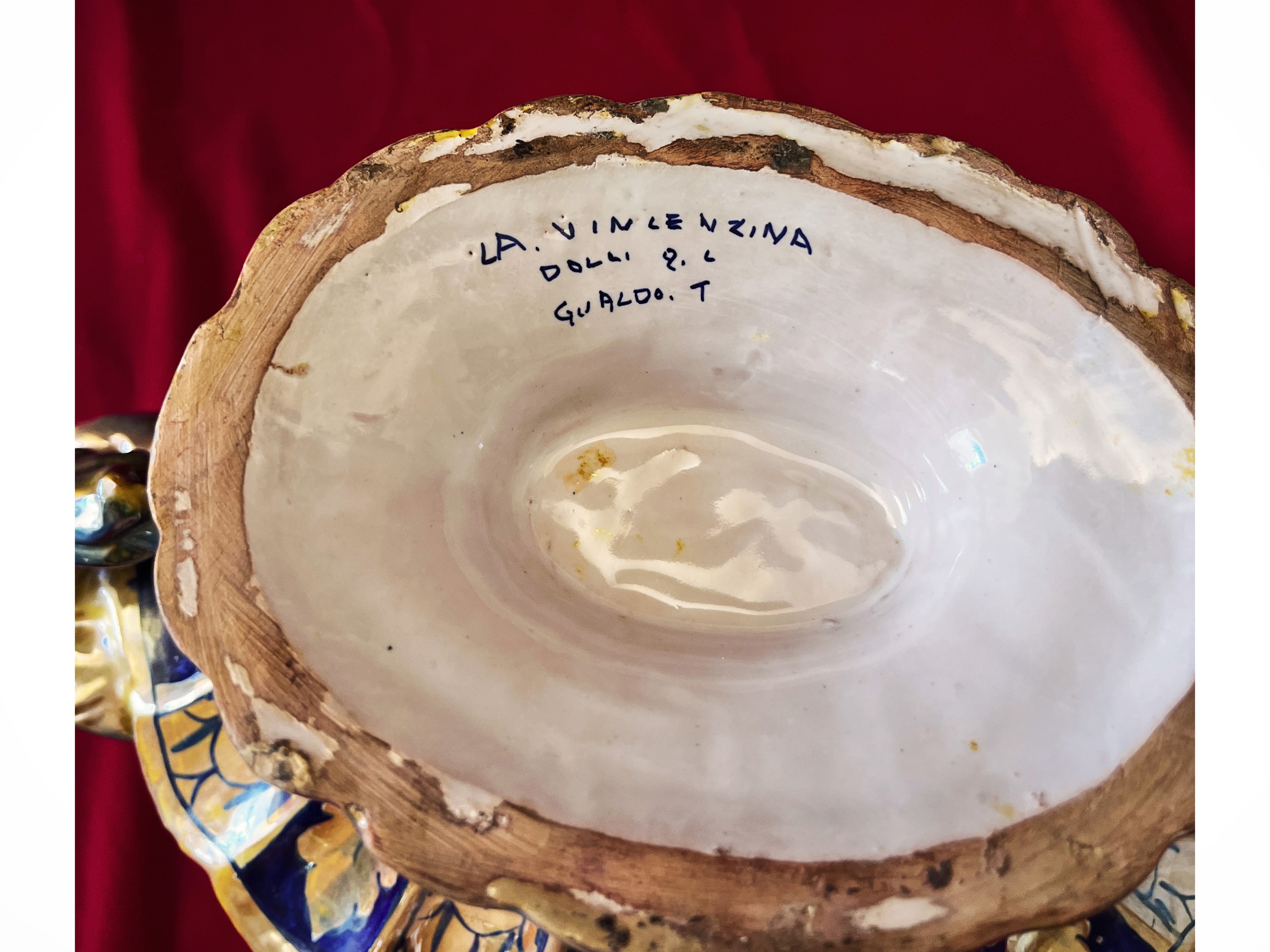 Centrotavola a Navicella in Ceramica Smaltata a Lustro, Gualdo Tadino