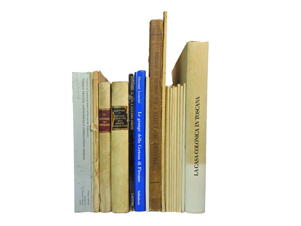 Miscellaneous of books and period bricks on Florence and Tuscany