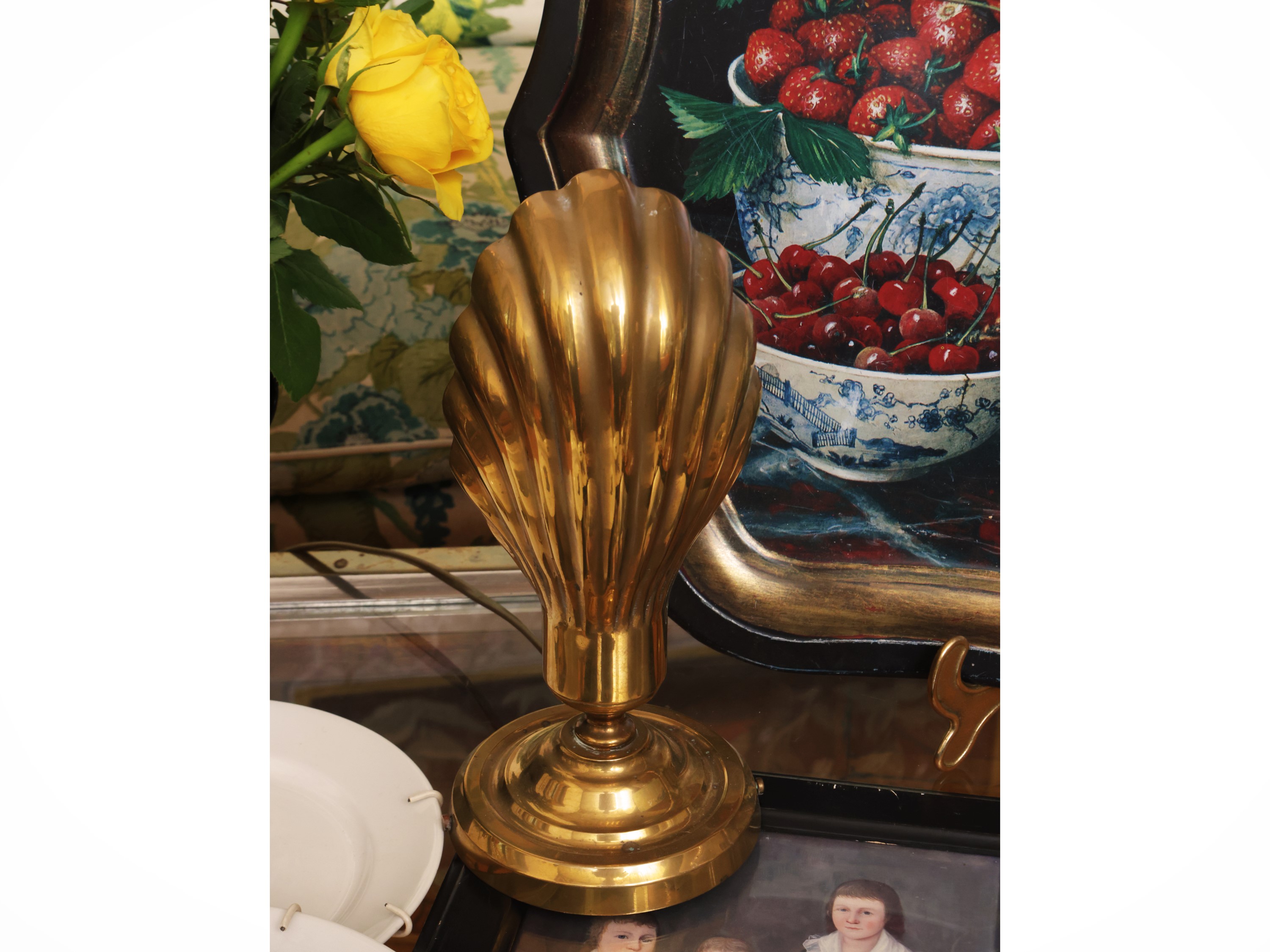 Accessori per la casa, Set di 6 piattini in ceramica d'Este, vassoio decorativo e lume da tavolo