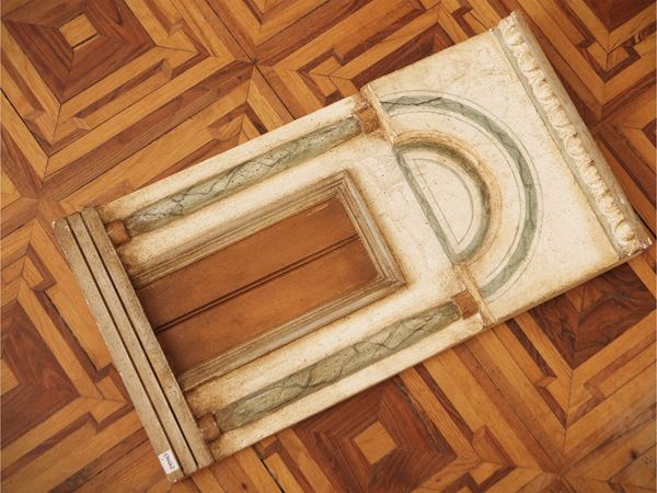 Carved and lacquered wooden panel