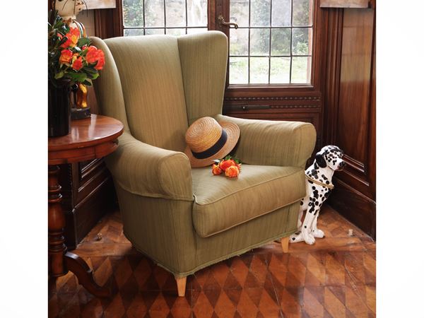 Padded bergere armchair