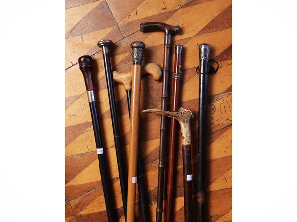 Collection of eight vintage walking sticks